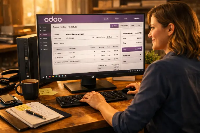 Mitarbeiterin mit Odoo